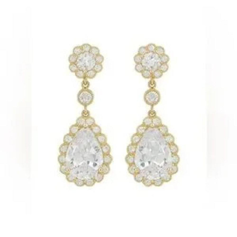Elegant Gold Drop Earrings With Cubic Zirconia